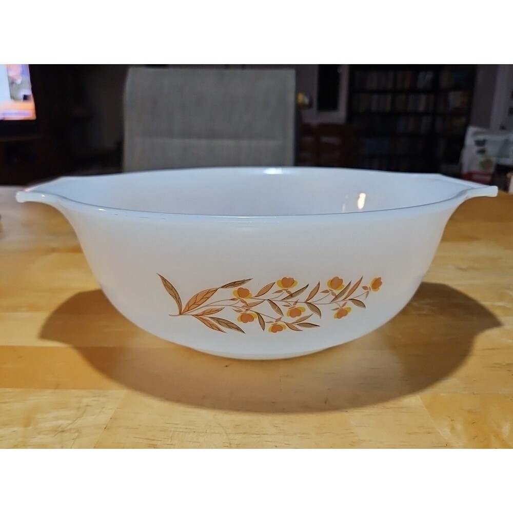 Vintage Glasbake Autumn Leaf Jewel Tea China 4 Qt Cinderella Mixing Bowl J-2357